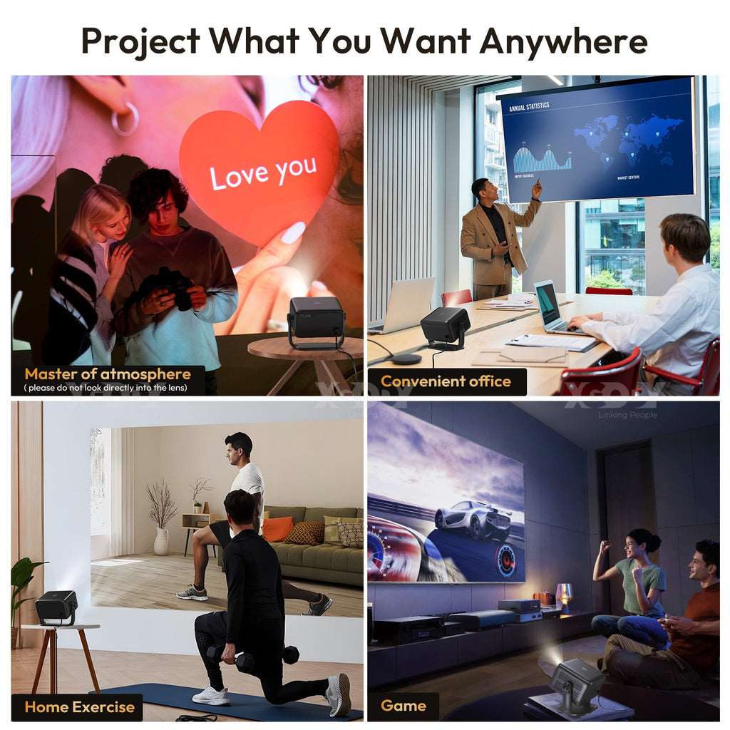 4K Smart Projector 18000 Lumen LED 1080P Wifi Bluetooth UHD Home Theater US